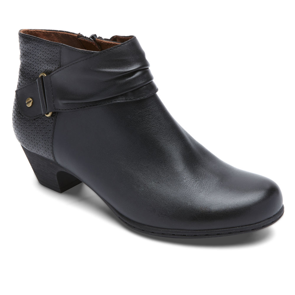 Rockport Womens Boots Black - Brynn Rouched - UK 745-JUAGKD